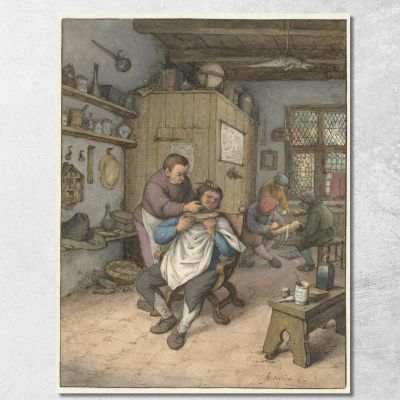 Una Bottega Da Barbiere Adriaen van Ostade avo2 quadro stampa su tela