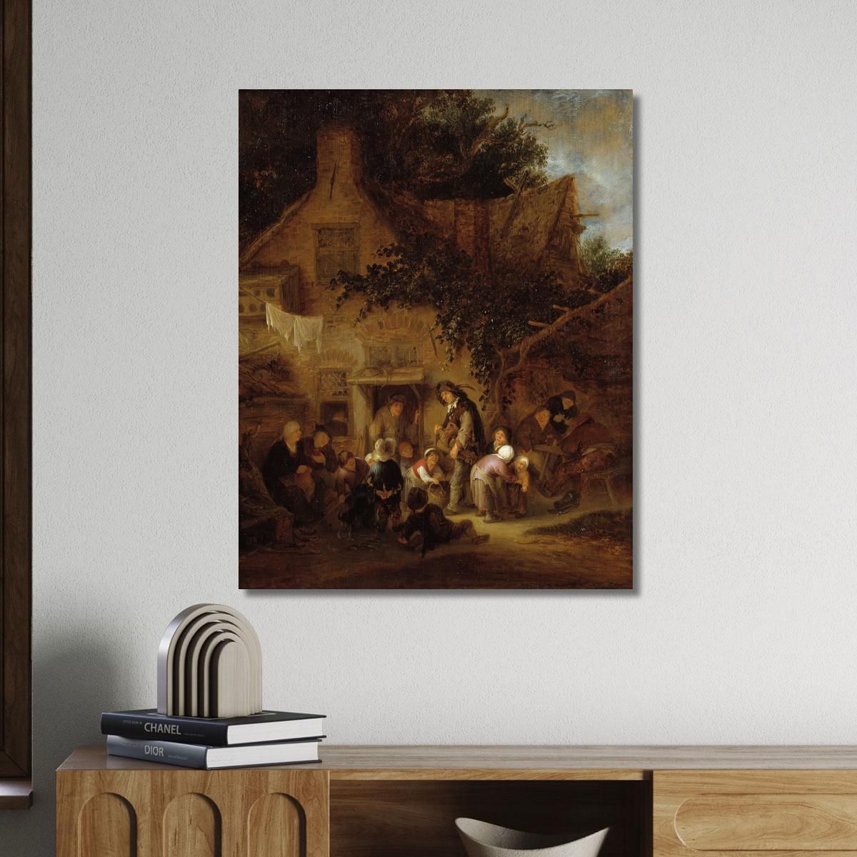 L'Organettista Fuori Da Un Cottage Adriaen van Ostade avo55 quadro stampa su tela