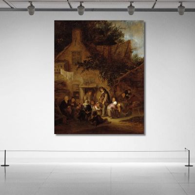 L'Organettista Fuori Da Un Cottage Adriaen van Ostade avo55 quadro stampa su tela