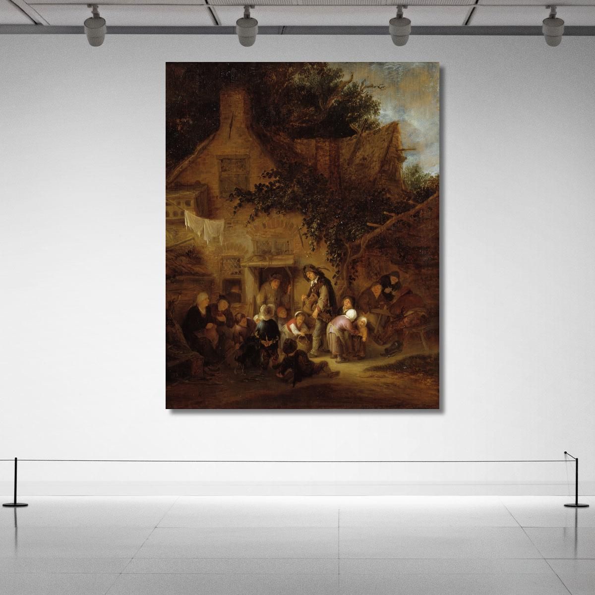 L'Organettista Fuori Da Un Cottage Adriaen van Ostade avo55 quadro stampa su tela