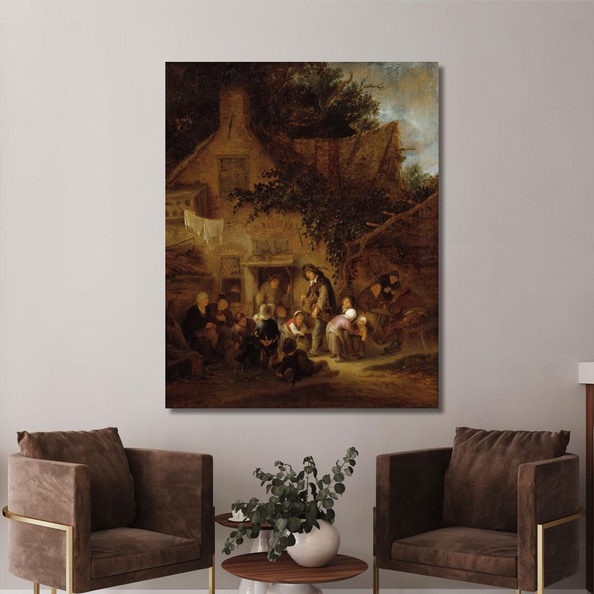 L'Organettista Fuori Da Un Cottage Adriaen van Ostade avo55 quadro stampa su tela