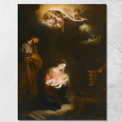Una Scena Notturna Con La Natività E L'Annunciazione Ai Pastori Sullo Sfondo Bartolomé Estebán Murillo bem2 quadro stampa su te