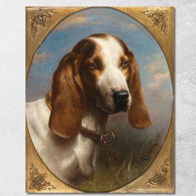 Un Cane Da Caccia Carl Reichert crc4 quadro stampa su tela