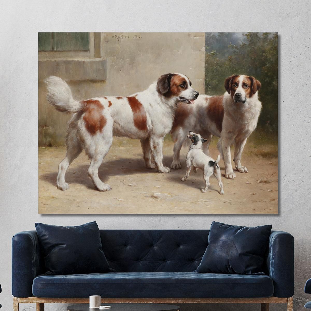 Tre Cani Carl Reichert crc21 quadro stampa su tela