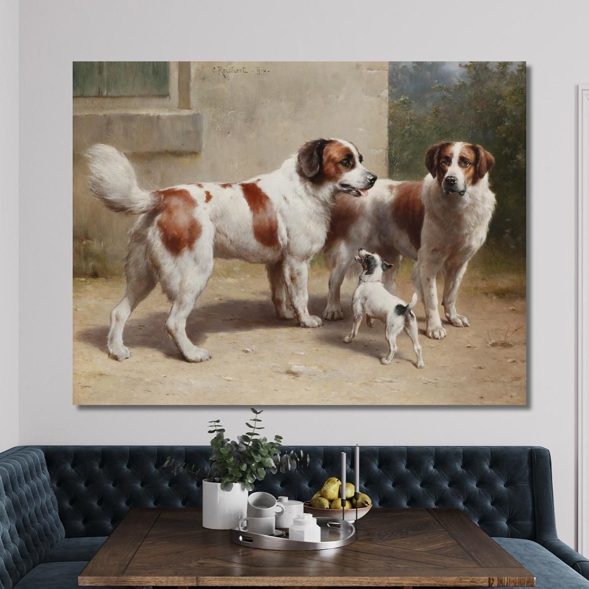 Tre Cani Carl Reichert crc21 quadro stampa su tela