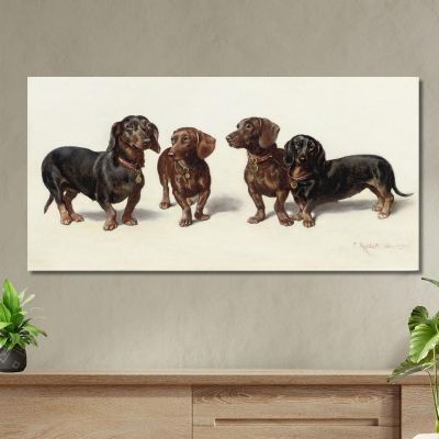 Cuatro Dachshunds Carl Reichert, crc25 cuadro en lienzo