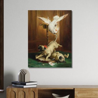 Pandemonium De Pugs Carl Reichert, crc47 cuadro en lienzo