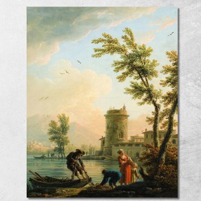 Pescatori All'Alba Claude-Joseph Vernet cjv15 quadro stampa su tela
