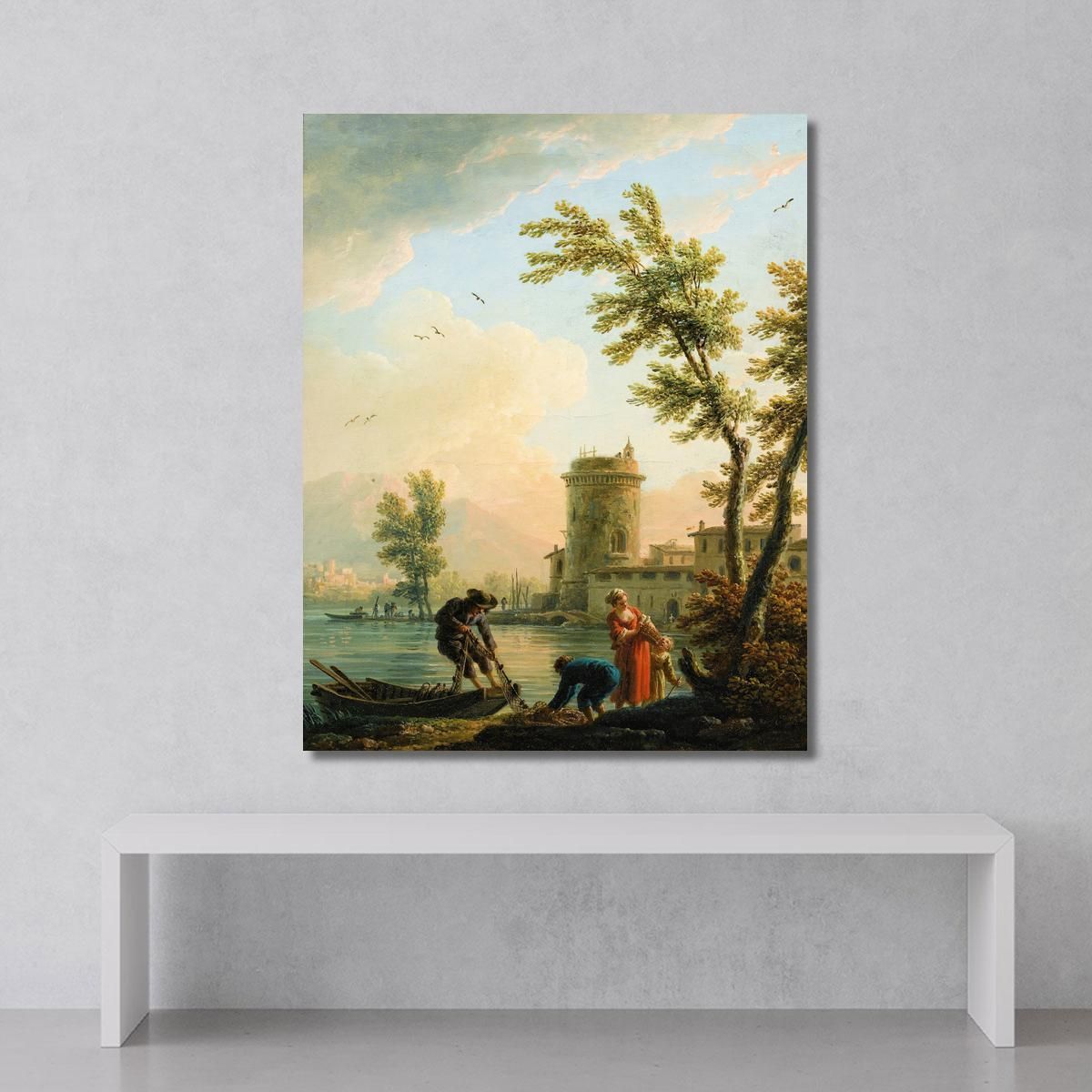 Pescatori All'Alba Claude-Joseph Vernet cjv15 quadro stampa su tela