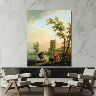 Pescatori All'Alba Claude-Joseph Vernet cjv15 quadro stampa su tela