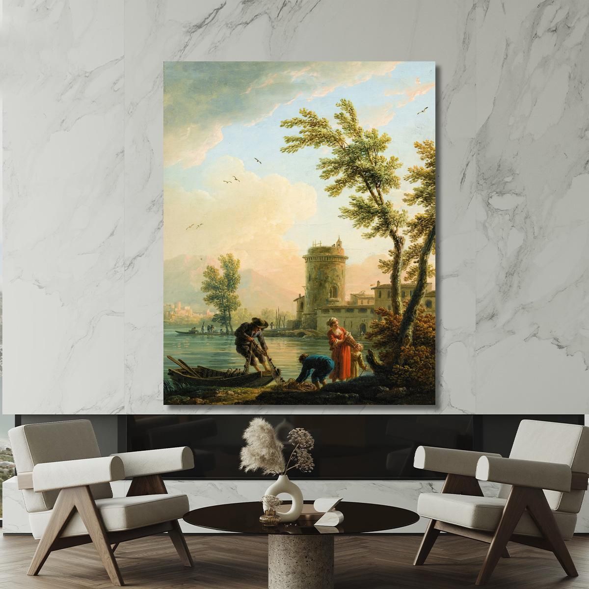 Pescatori All'Alba Claude-Joseph Vernet cjv15 quadro stampa su tela