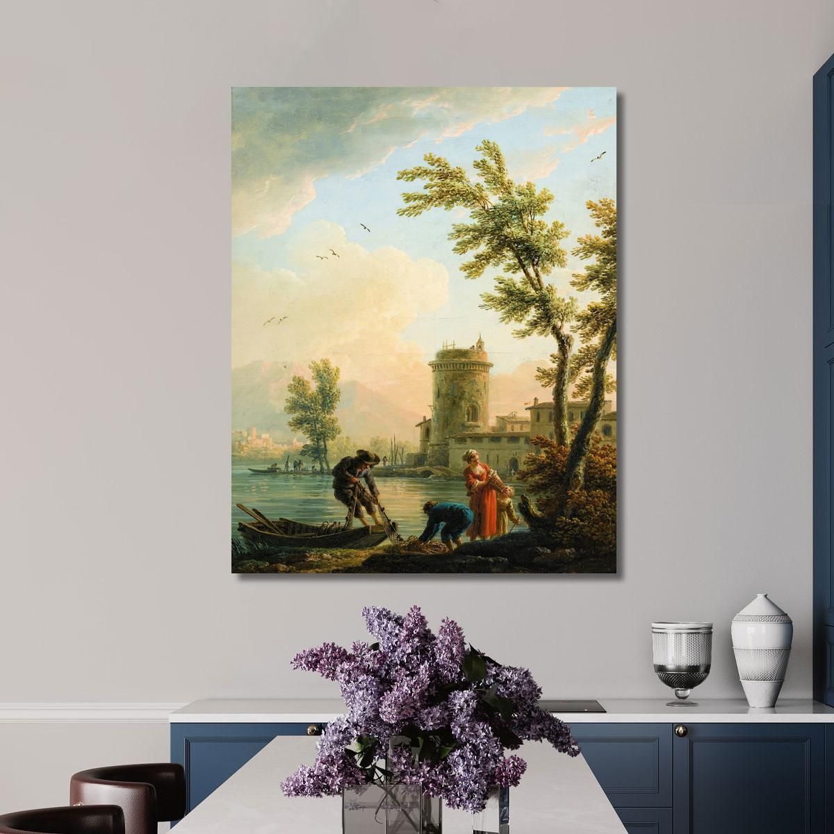 Pescatori All'Alba Claude-Joseph Vernet cjv15 quadro stampa su tela