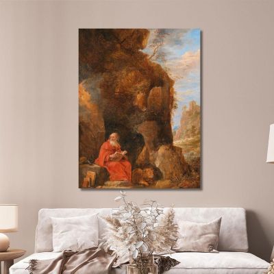Eine Landschaft Mit Dem Heiligen Hieronymus Vor Einer Grotte David Teniers The Younger, dty10 drucken auf leinwand