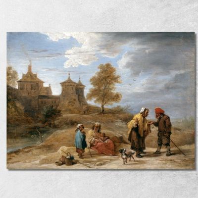 Zingari In Un Paesaggio David Teniers The Younger dty41 quadro stampa su tela