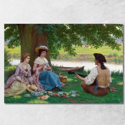 Una Festa In Campagna Edmund Blair Leighton ebl4 quadro stampa su tela
