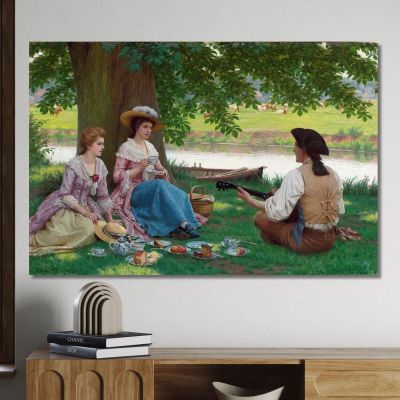 A Picnic Party Edmund Blair Leighton, ebl4 canvas print