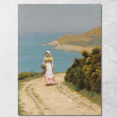 Ragazza Su Un Sentiero Costiero Edmund Blair Leighton ebl9 quadro stampa su tela