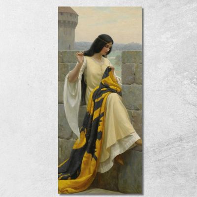 Cucendo Lo Stendardo Edmund Blair Leighton ebl19 quadro stampa su tela