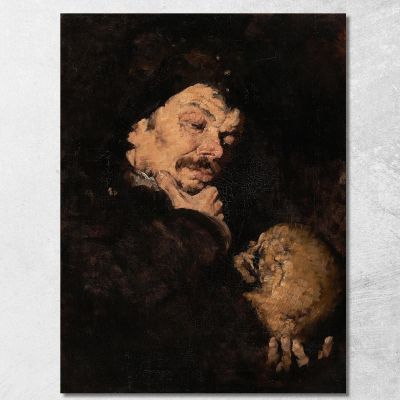 Uomo Con Un Teschio – Memento Mori Frank Duveneck fdu8 quadro stampa su tela
