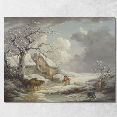 Paesaggio Invernale George Morland gmo57 quadro stampa su tela