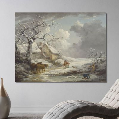 Paesaggio Invernale George Morland gmo57 quadro stampa su tela