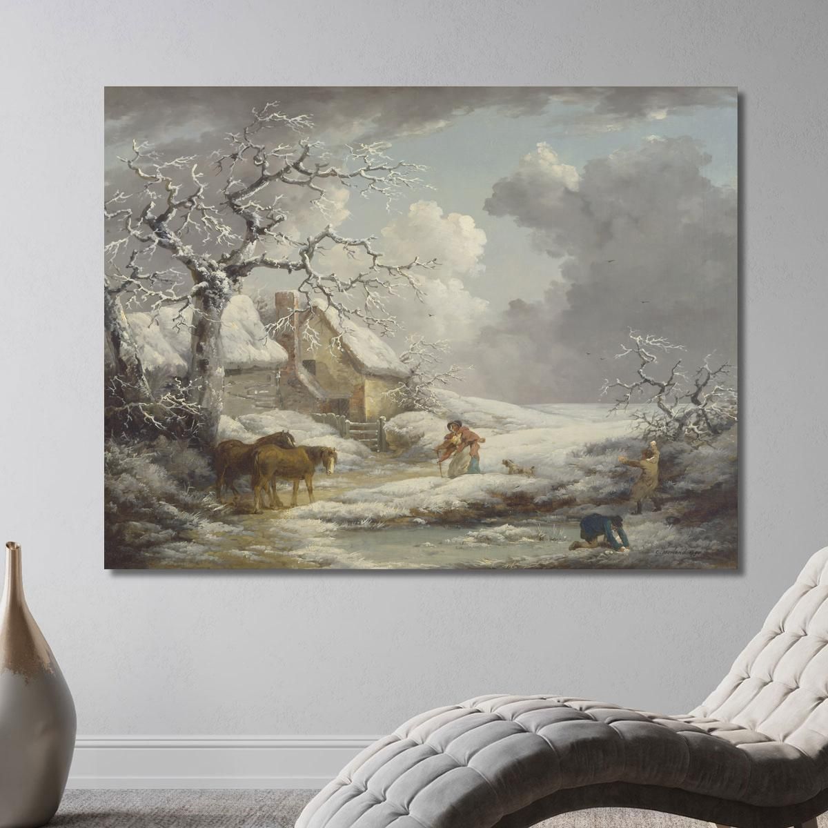 Paesaggio Invernale George Morland gmo57 quadro stampa su tela
