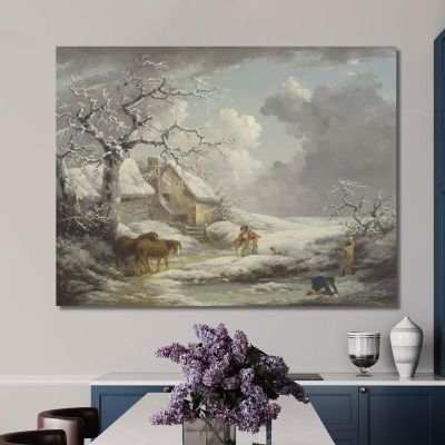 Paesaggio Invernale George Morland gmo57 quadro stampa su tela