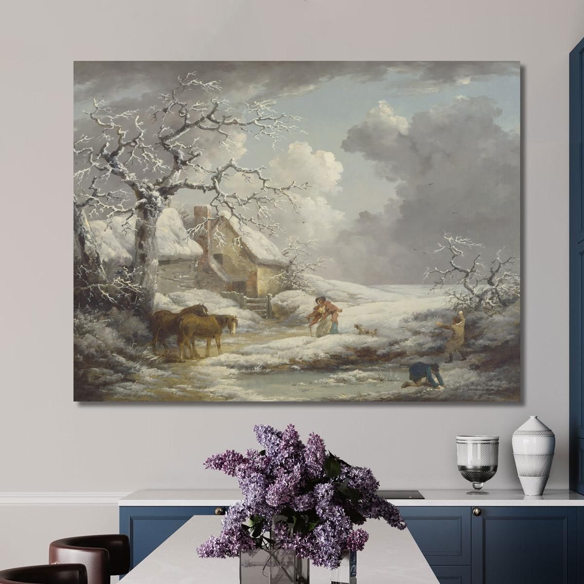 Paesaggio Invernale George Morland gmo57 quadro stampa su tela