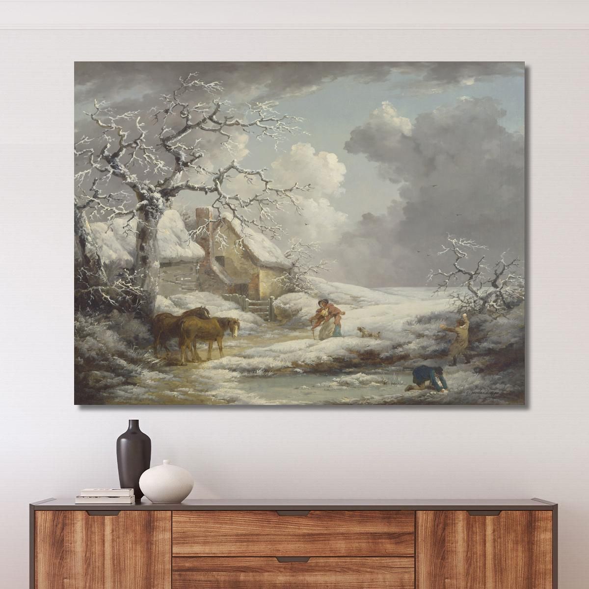 Paesaggio Invernale George Morland gmo57 quadro stampa su tela