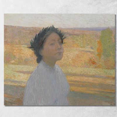 Busto Di Giovane Ragazza Con Una Corona Di Alloro Henri Martin hmt13 quadro stampa su tela
