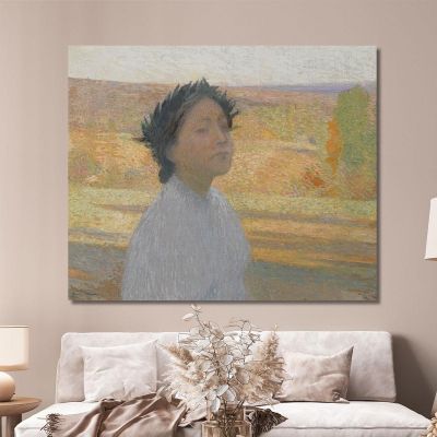 Busto Di Giovane Ragazza Con Una Corona Di Alloro Henri Martin hmt13 quadro stampa su tela