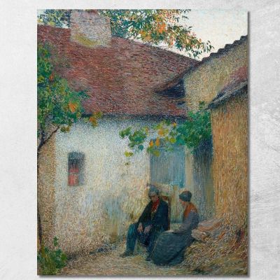Coppia In Conversazione Davanti Alla Fattoria Henri Martin hmt20 quadro stampa su tela