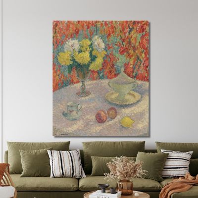 Dalias Al Sol Henri Martin, hmt22 cuadro en lienzo