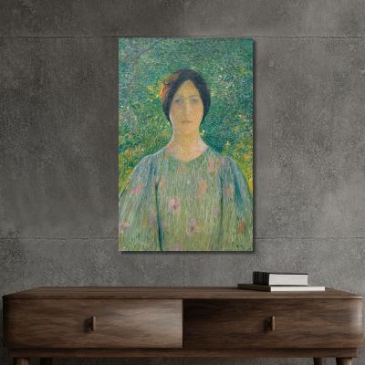 Giovane Donna Con L'Abito Fiorito Henri Martin hmt31 quadro stampa su tela