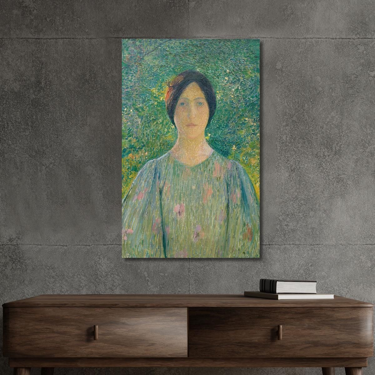 Giovane Donna Con L'Abito Fiorito Henri Martin hmt31 quadro stampa su tela