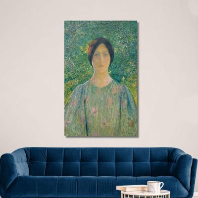 Giovane Donna Con L'Abito Fiorito Henri Martin hmt31 quadro stampa su tela