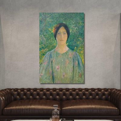 Giovane Donna Con L'Abito Fiorito Henri Martin hmt31 quadro stampa su tela