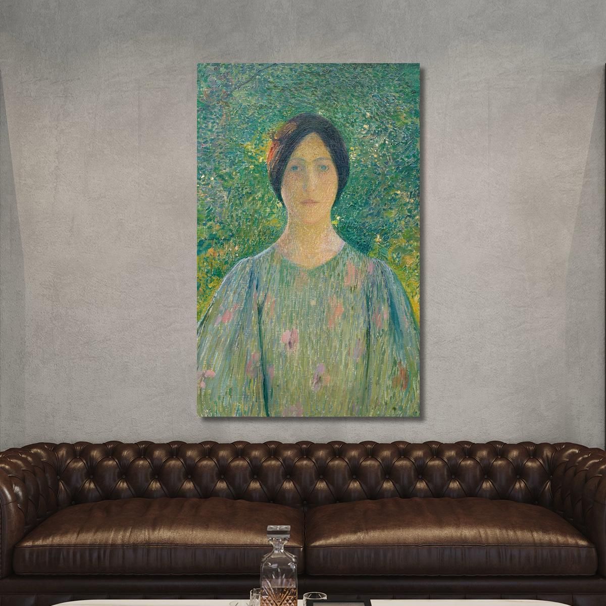 Giovane Donna Con L'Abito Fiorito Henri Martin hmt31 quadro stampa su tela