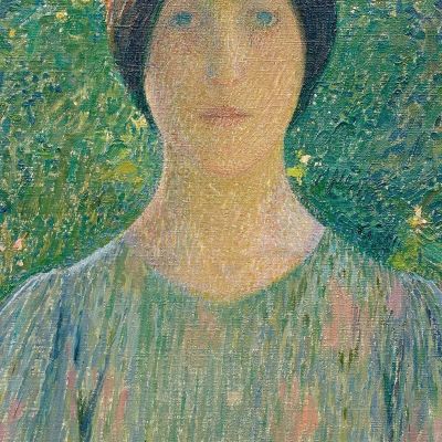 Giovane Donna Con L'Abito Fiorito Henri Martin hmt31 quadro stampa su tela