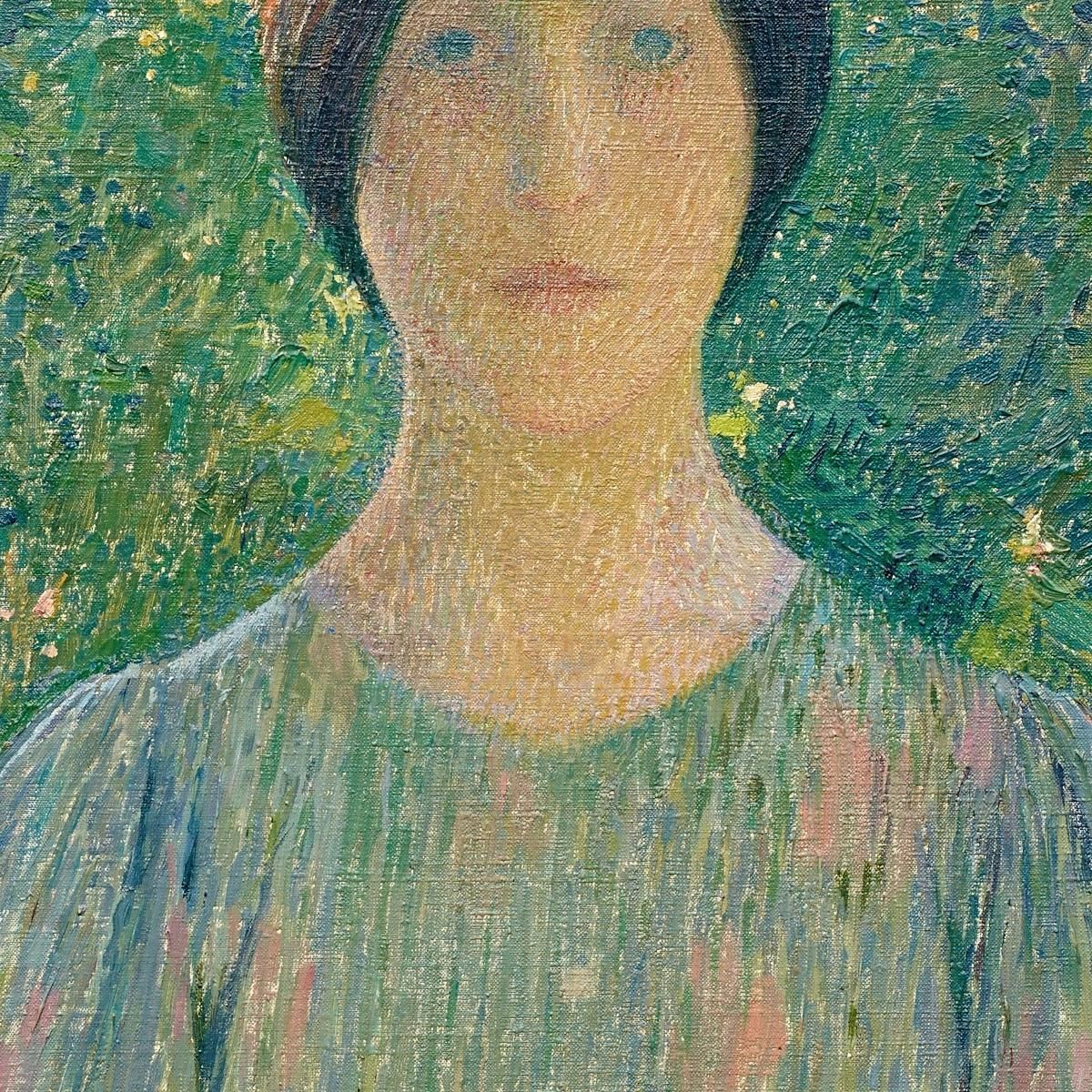 Giovane Donna Con L'Abito Fiorito Henri Martin hmt31 quadro stampa su tela