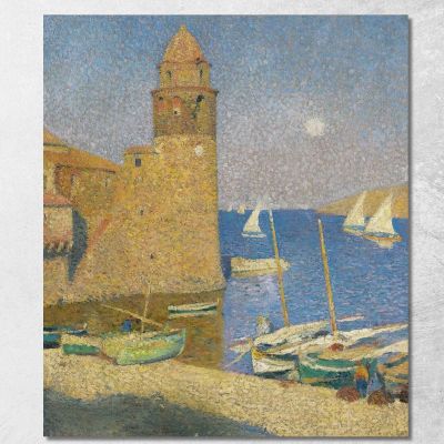 La Torre Di Collioure Al Chiaro Di Luna Henri Martin hmt38 quadro stampa su tela