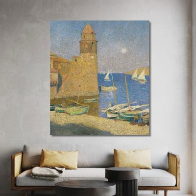 La Torre Di Collioure Al Chiaro Di Luna Henri Martin hmt38 quadro stampa su tela