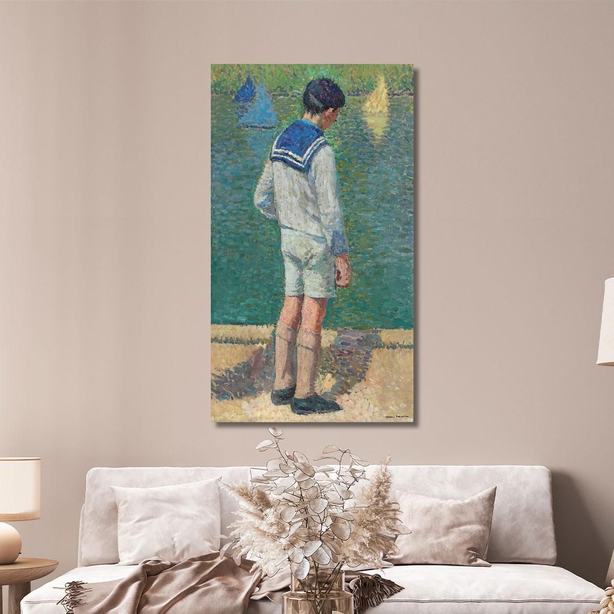 Bambino Piccolo Al Bordo Del Bacino Del Giardino Del Lussemburgo A Parigi Henri Martin hmt70 quadro stampa su tela