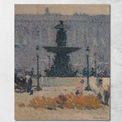 Una Delle Fontane Di Place De La Concorde A Parigi Henri Martin hmt83 quadro stampa su tela