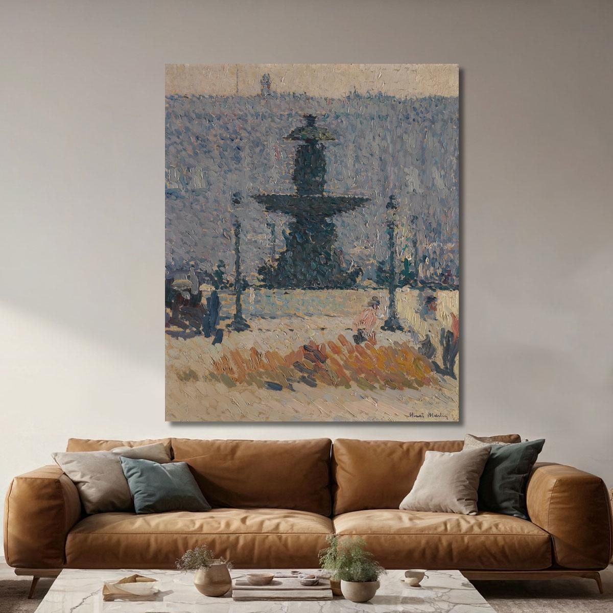 Una Delle Fontane Di Place De La Concorde A Parigi Henri Martin hmt83 quadro stampa su tela