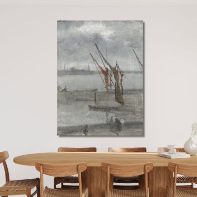 Grigio E Argento - Chelsea Wharf James Abbott McNeill Whistler, jam41 quadro stampa su tela