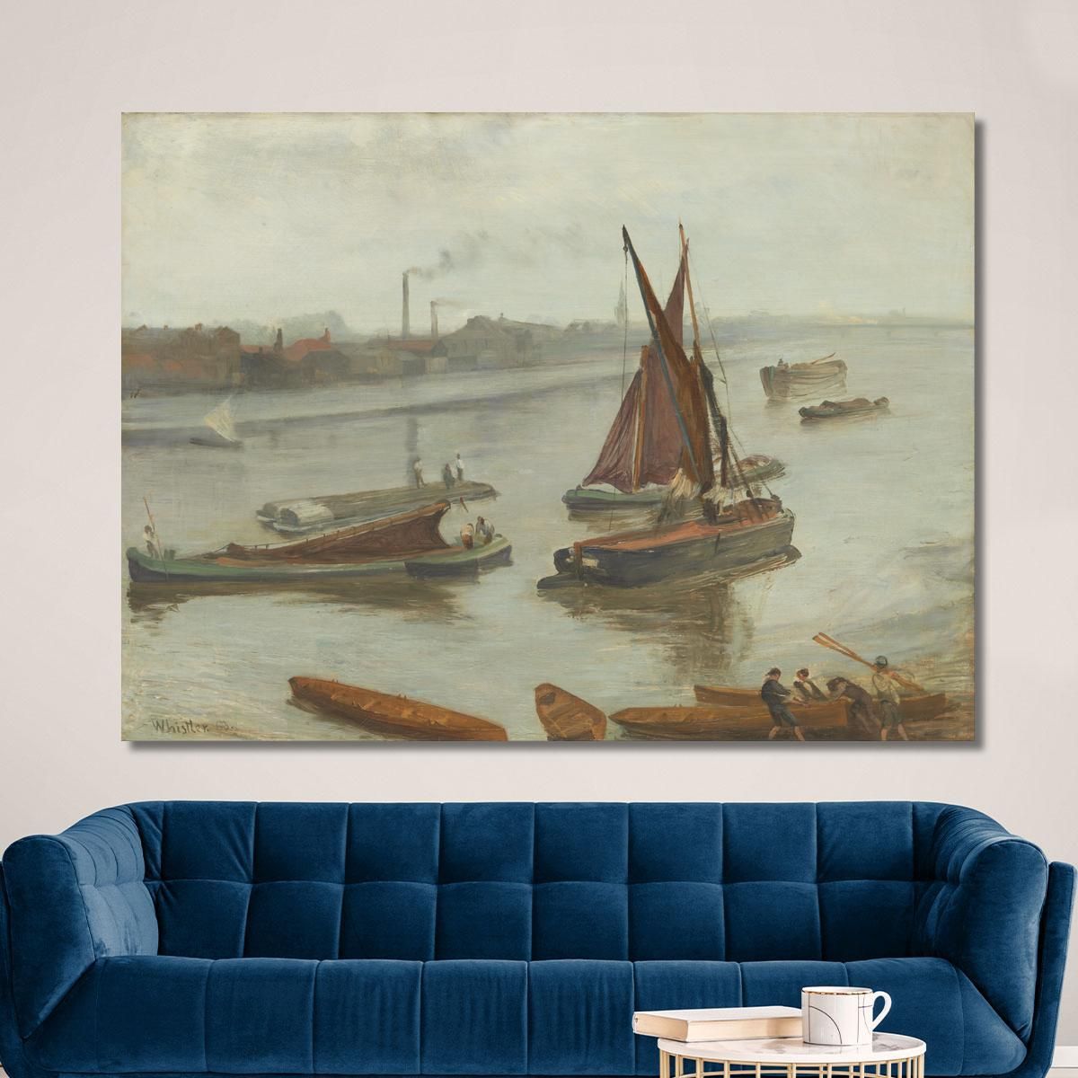Grigio E Argento - Old Battersea Reach James Abbott McNeill Whistler jam42 quadro stampa su tela
