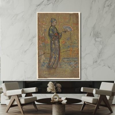 Donna Giapponese Che Dipinge Un Ventaglio James Abbott McNeill Whistler, jam51 quadro stampa su tela