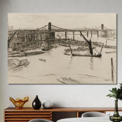 Vecchio Ponte Di Hungerford 2 James Abbott McNeill Whistler jam79 quadro stampa su tela