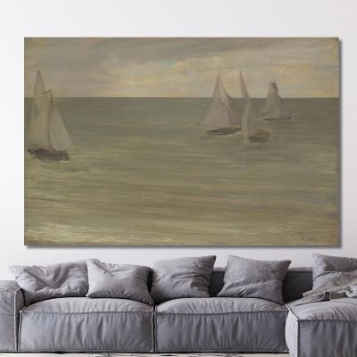 Trouville Grey And Green The Silver Sea James Abbott McNeill Whistler, jam143 canvas print